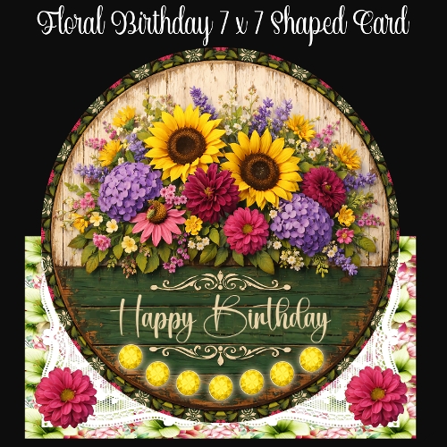 Floral Birthday 7 x 7 Shaped Card
