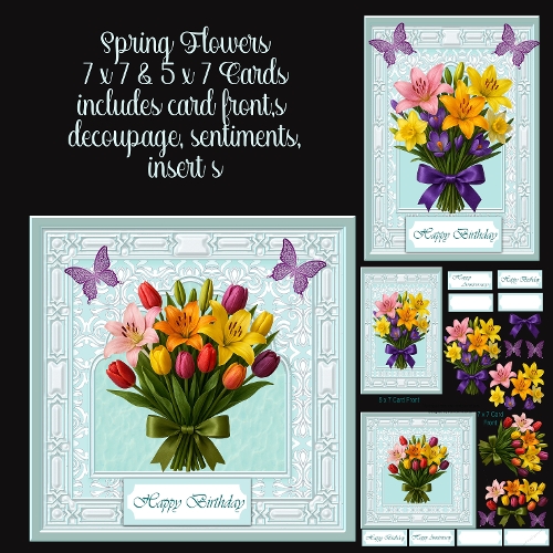 Spring Flowers 7 x 7 & 5 x 7 Cards