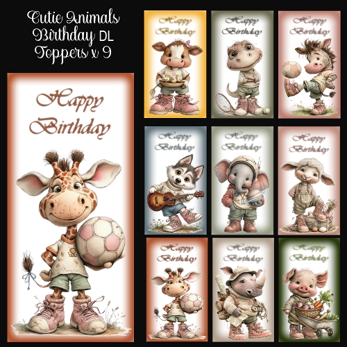 Cutie Animal Birthday DL Toppers x 9