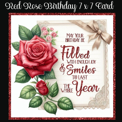 Red Rose Birthday 7 x 7 Card