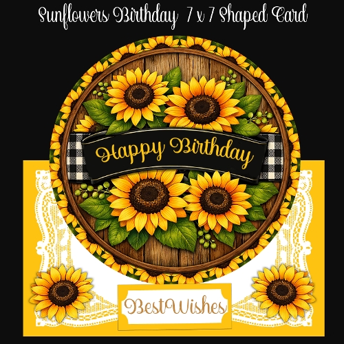 cup1438448_2474 - Sunflower Birthday 7 x 7 Shaped Card