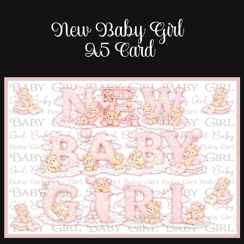 New Baby Girl A5 Card