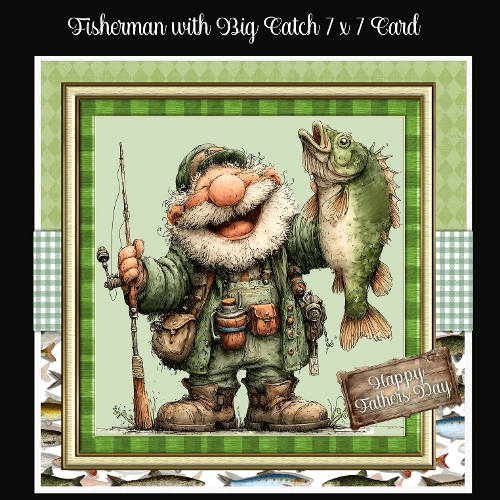 Fishernan With Big Catch 7 x 7 Card