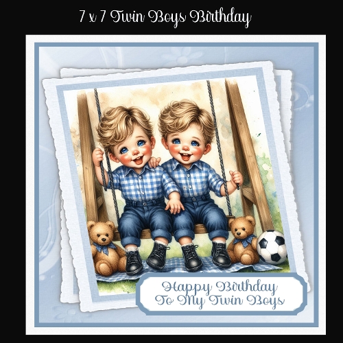 7 x 7 Twin Boys Birthday Card
