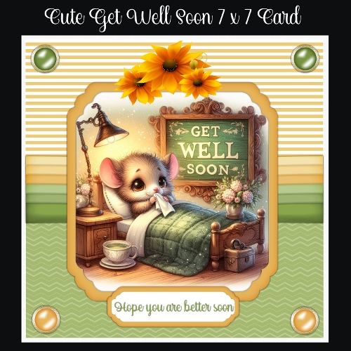 Cute Get Well Soon 7 x 7 Card