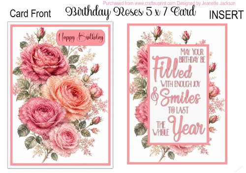 Birthday Roses 5 x 7 Card