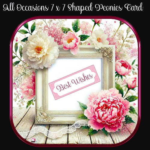 All Occasions 7 x 7 Shaped Peonies Card