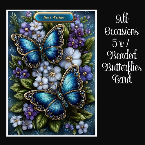 cup1446636_2474 - All Occasions 5 x 7 Beaded Butterflies Card