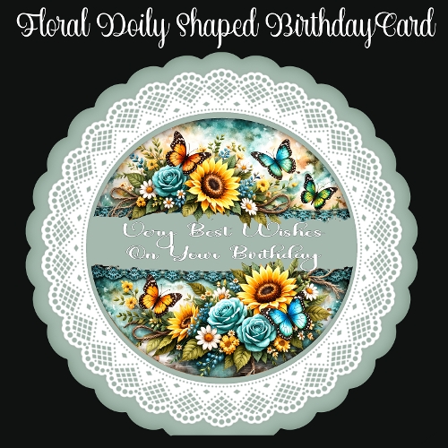 Floral Doily Shaped Birthday Card