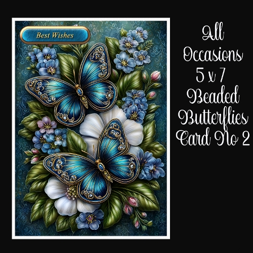 All Occasions 5 x 7 Beaded Butterflies Card No 2