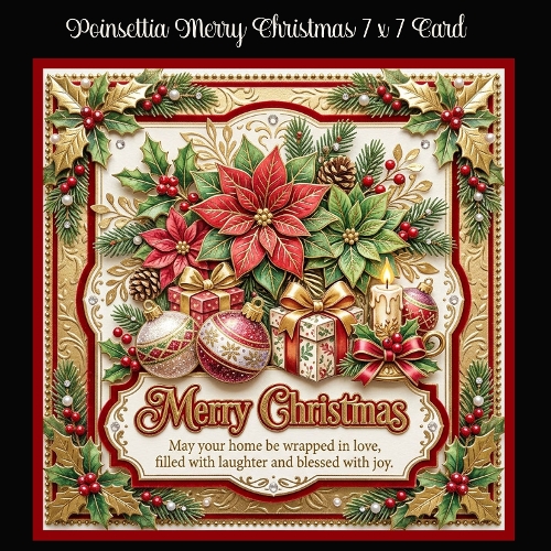 Poinsettia Merry Christmas 7 x 7 Card