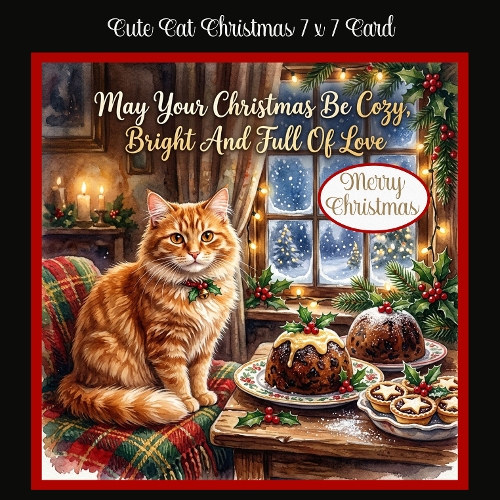 Cute Cat Christmas 7 x 7 Card