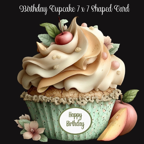cup1451740_2474 - Birthday Cupcake 7 x 7 Shaped Card