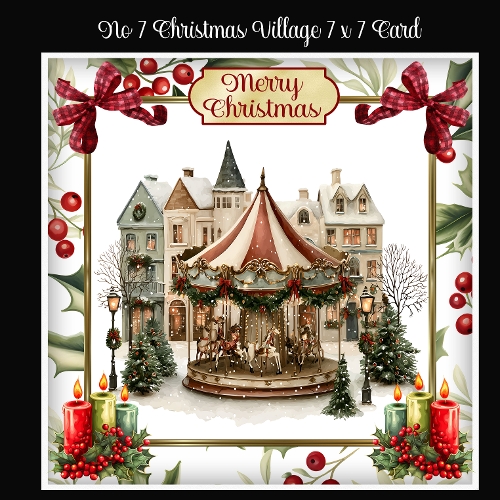 No 8 Christmas Village 7 x 7  Card