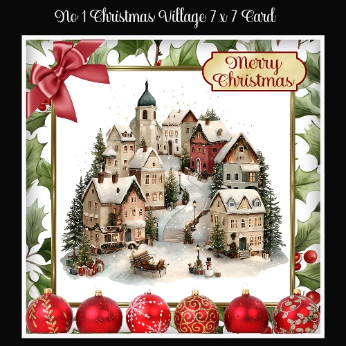 No 9 Christmas Village 7 x 7  Card