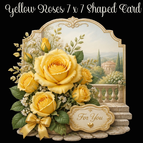 Yellow Roses 7 x 7 Shaped Card