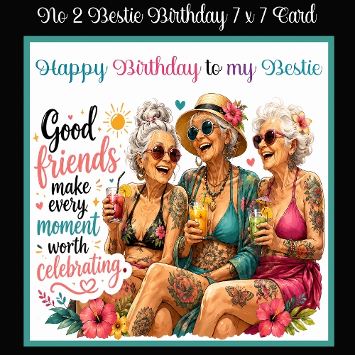 No 2 Bestie Birthday 7 x 7 Card