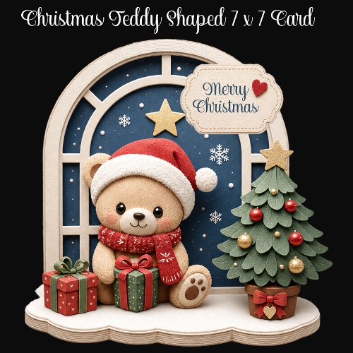 Christmas Teddy Shaped 7 x 7 Card