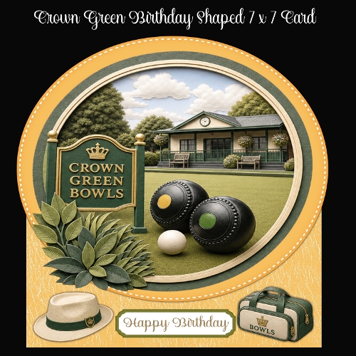 Crown Green Birthday Shaped 7 x 7 Card