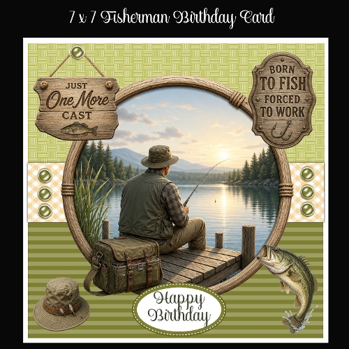 7 x 7 Fisherman Birthday Card