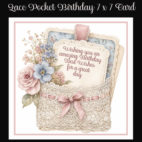 Lace Pocket Birthday 7 x 7 Card