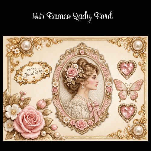 A5 Cameo Lady Card