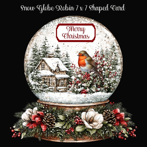 Snow Globe Robin Shaped 7 x 7 Card AS REQUESTED