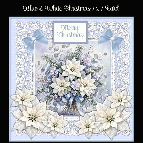 Blue & White Christmas 7 x 7  Card