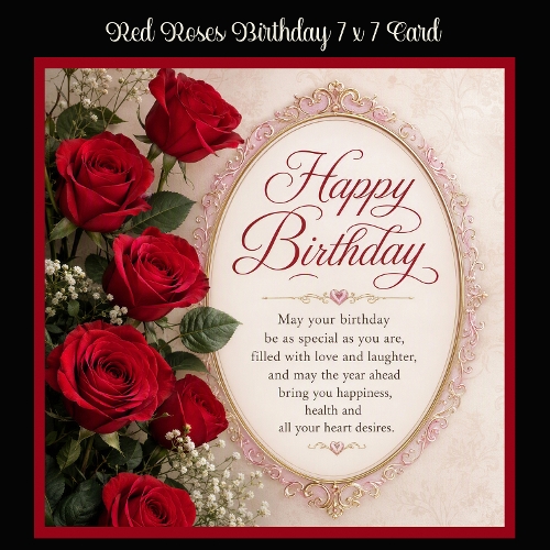 Red Roses Birthday 7 x 7 Card