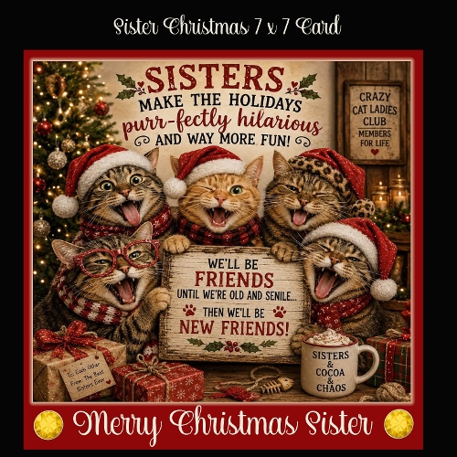 Sister Christmas 7 x 7 Card