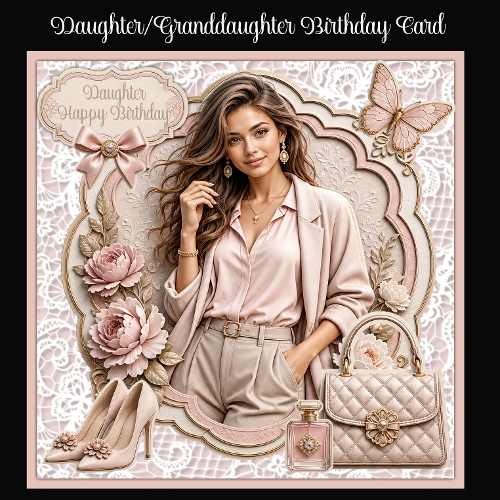 Daughter Granddaughter Birthday 7 x 7 Card
