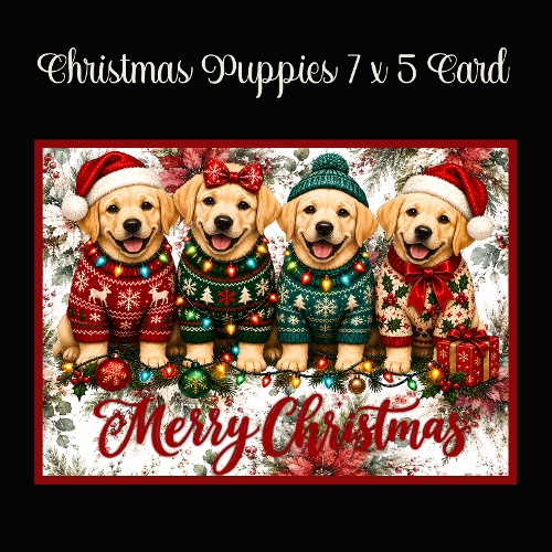 Christmas Puppies 7 x 5 Card