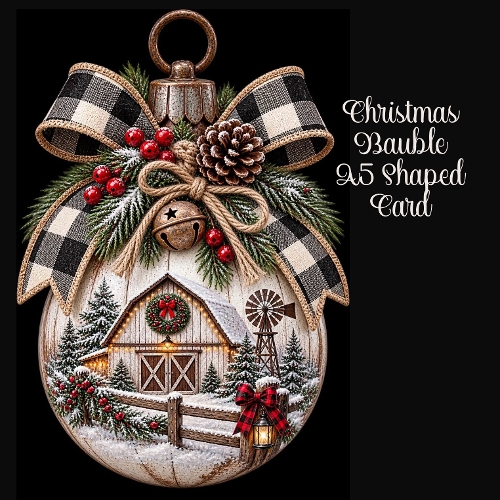 Christmas Bauble A5 Shaped Card