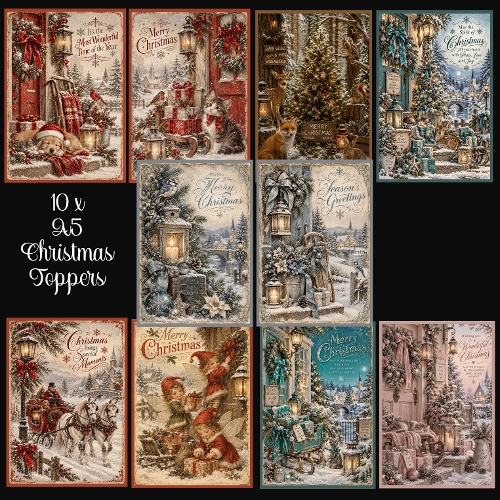 10 x A5 Christmas Card Toppers