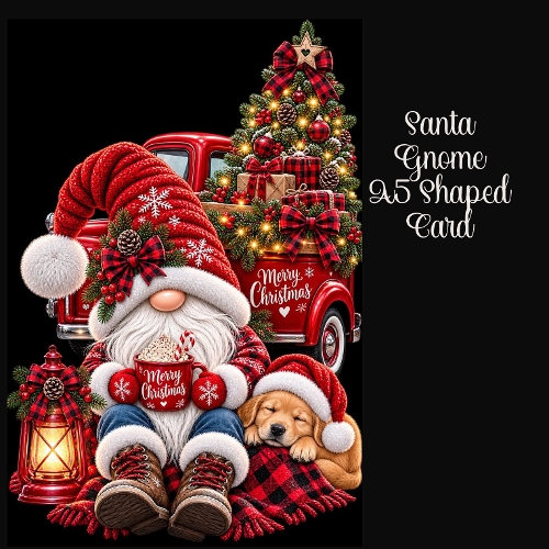 Santa Gnome A5 Shaped Card