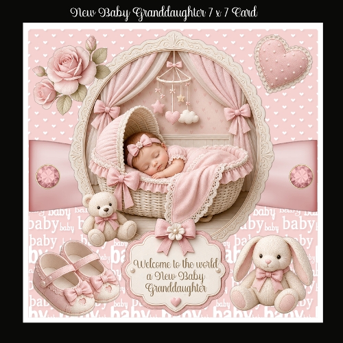 New Baby Granddaughter 7 x 7 Card