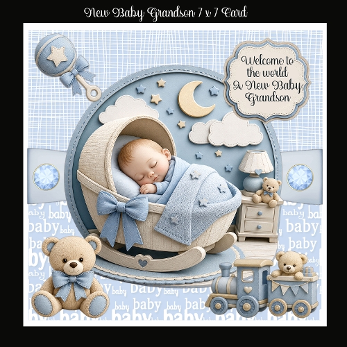 New Baby Grandson 7 x 7 Card