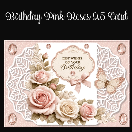 Birthday Pink Roses A5 Card
