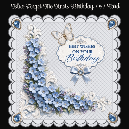 Blue Forget Me Knots Birthday 7 x7 Card