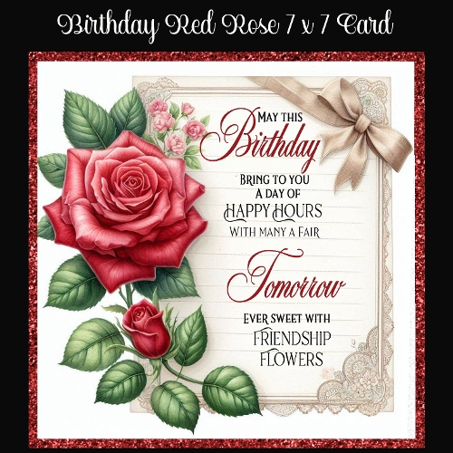 Birthday Red Rose 7 x 7 Card