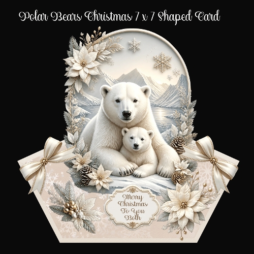 Polar Bears Christmas 7 x 7 Shaped Card