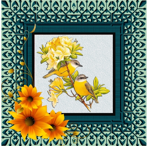 Yellow Birds On A Flower