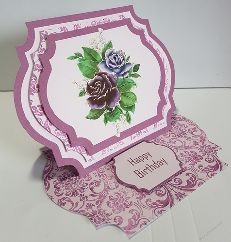 Purple Rose Shaped Easel Card