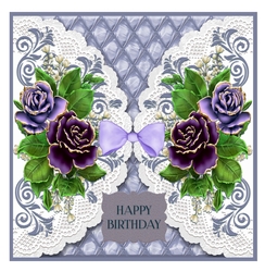 Purple Rose Doily Card