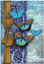 Blue Butterfly Decoupage A5 Card