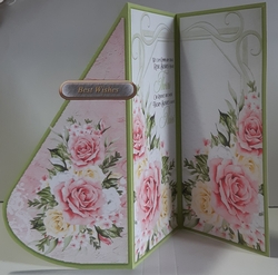 Tear Drop Pink and Yellow Roses Shaped Card