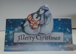 Over The Edge Penguin Christmas Shaped Card