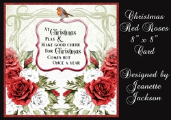 Christmas Red Roses 8 x 8 Square Card
