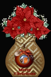 Poinsettia Christmas Vase Shaped Card