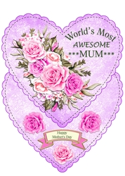 Lilac Pink Roses Heart Shaped Easel Card